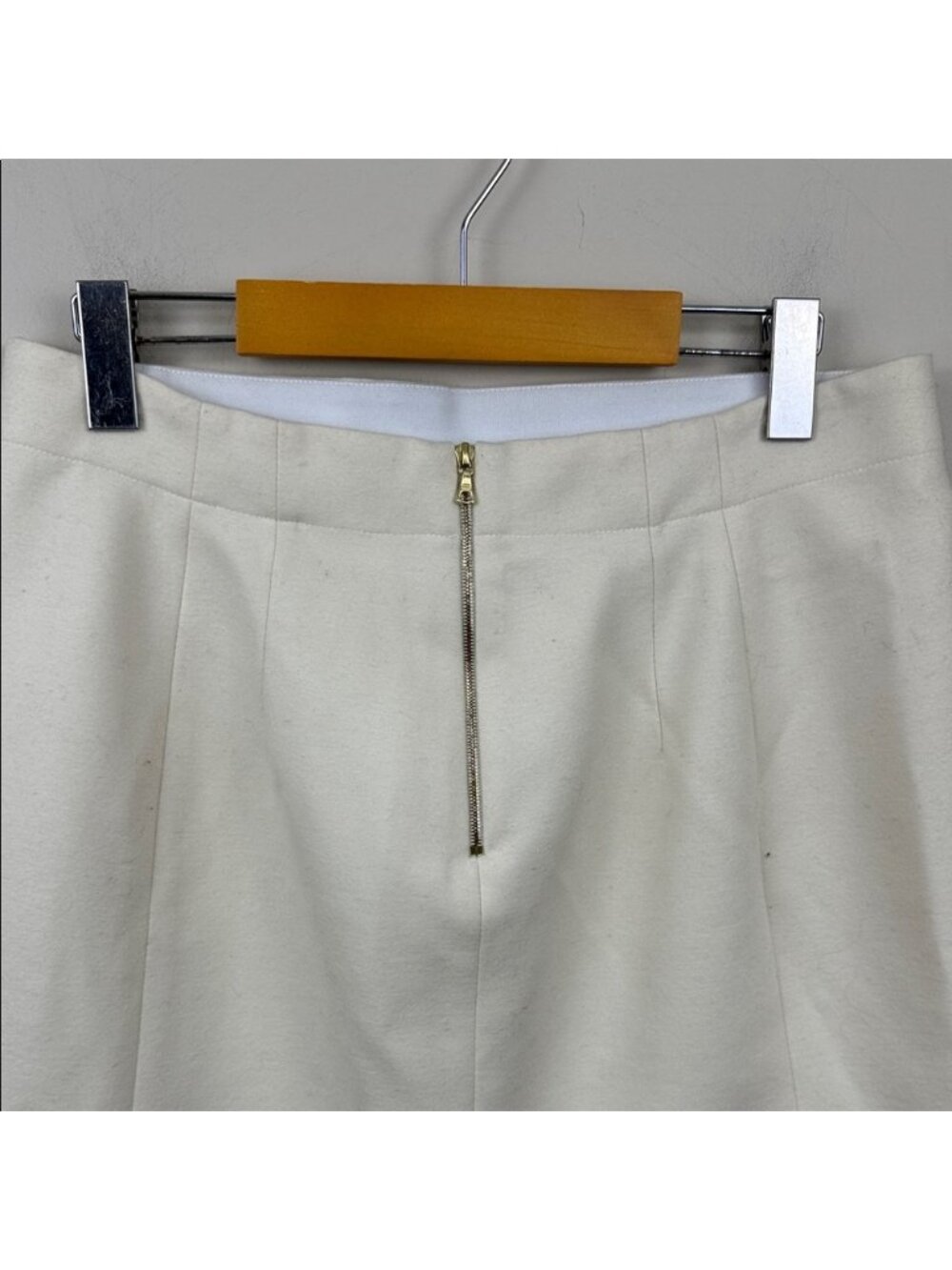JUDITH & CHARLES Elegant Cream Women's classic a line wool blend Skirt Canada - Picture 7 of 10